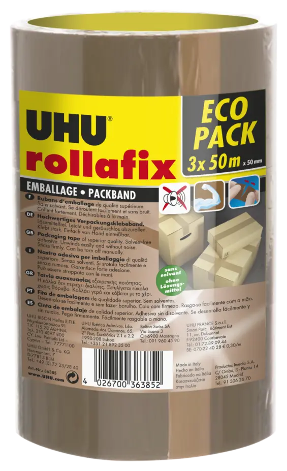 34332-Article-pack-shot-front-straight-en-837-UHU-3x50m-multilingual-rollafixpackagingtapebrown